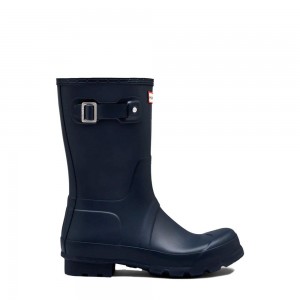 Navy Hunter Mens Original Short Rain Boots | ORZS67812