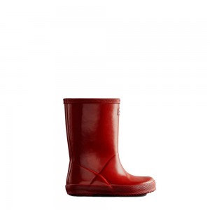 Red Hunter Kids Gloss Rain Boots | YZPK98562