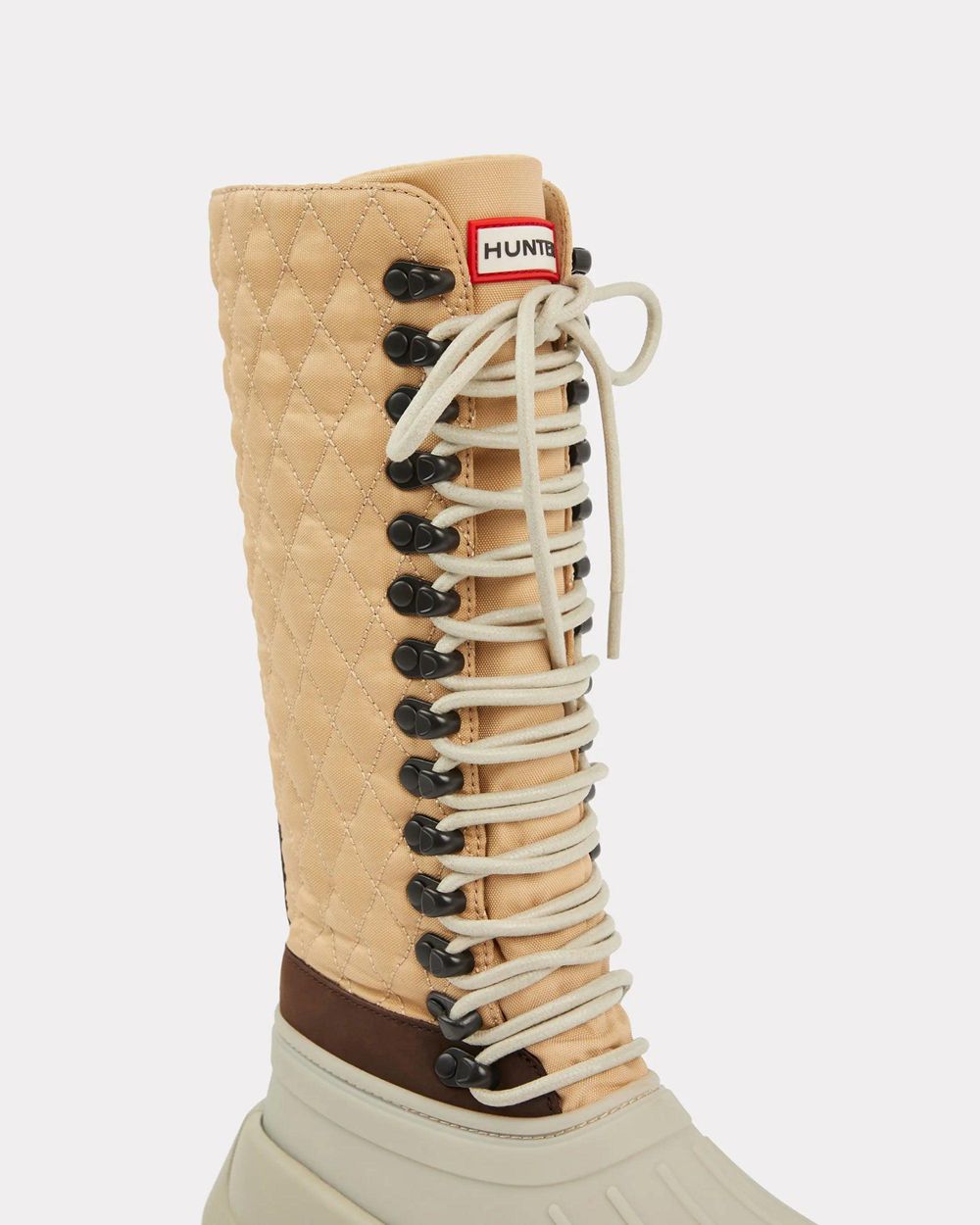 Beige Hunter Womens Hunter X Kenzo Lace Up Duck Wellies Tall Rain Boots | ZJYR36290