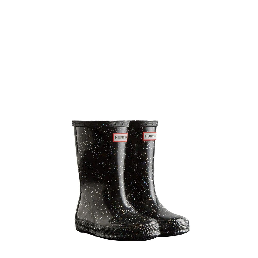 Black Hunter Kids Giant Glitter Rain Boots | OQVC42756