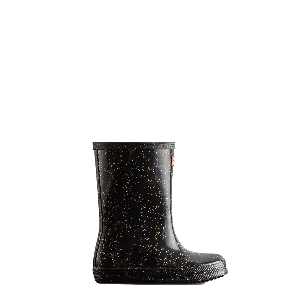 Black Hunter Kids Giant Glitter Rain Boots | OQVC42756