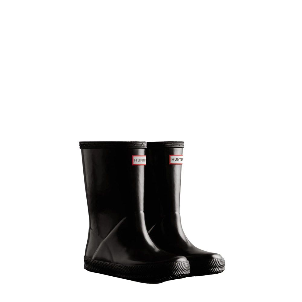 Black Hunter Kids Gloss Rain Boots | XDYN49516