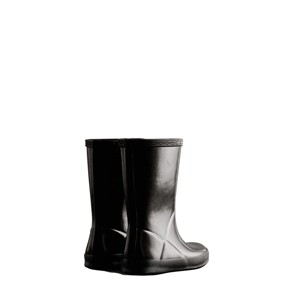 Black Hunter Kids Gloss Rain Boots | XDYN49516