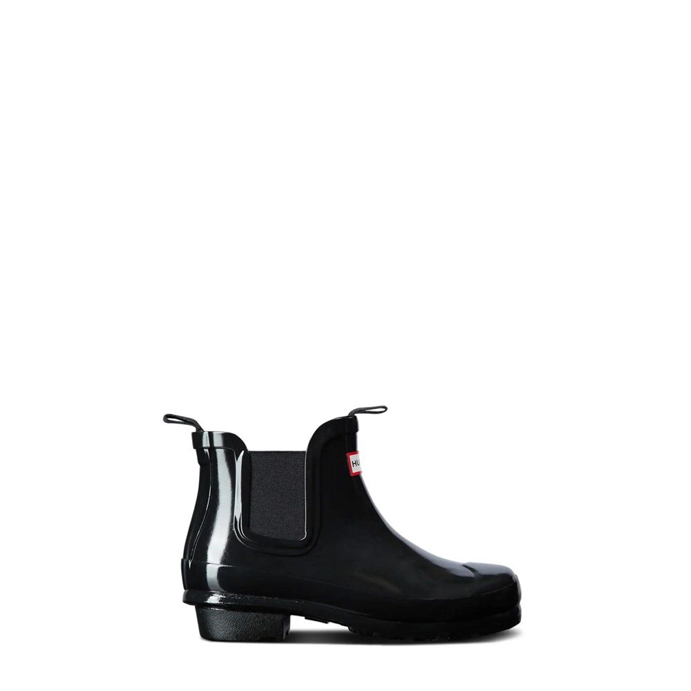 Black Hunter Kids Original Gloss Chelsea Rain Boots | QWTF40162