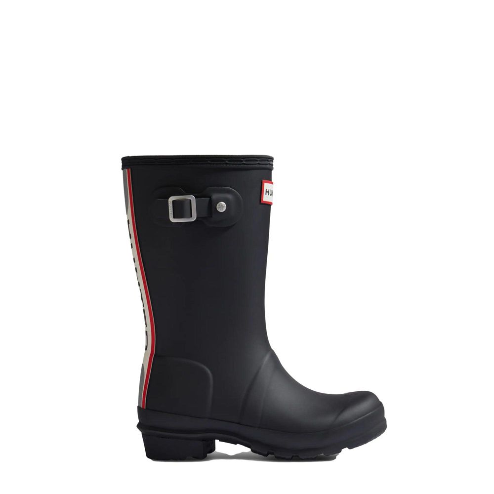 Black Hunter Kids Original Large Back Stripe Rain Boots | NWSP04816