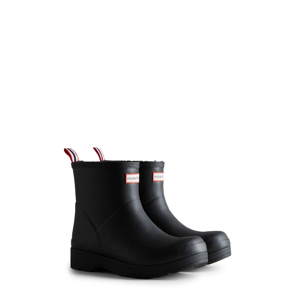 Black Hunter Mens PLAY™ Insulated Vegan Shearling Short Rain Boots | XZOS14790