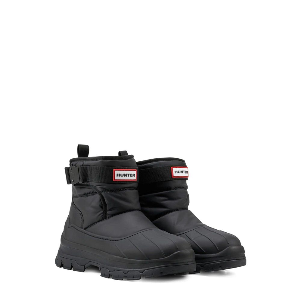 Black Hunter Womens Buckle Short Snow Boots | WBHA69137