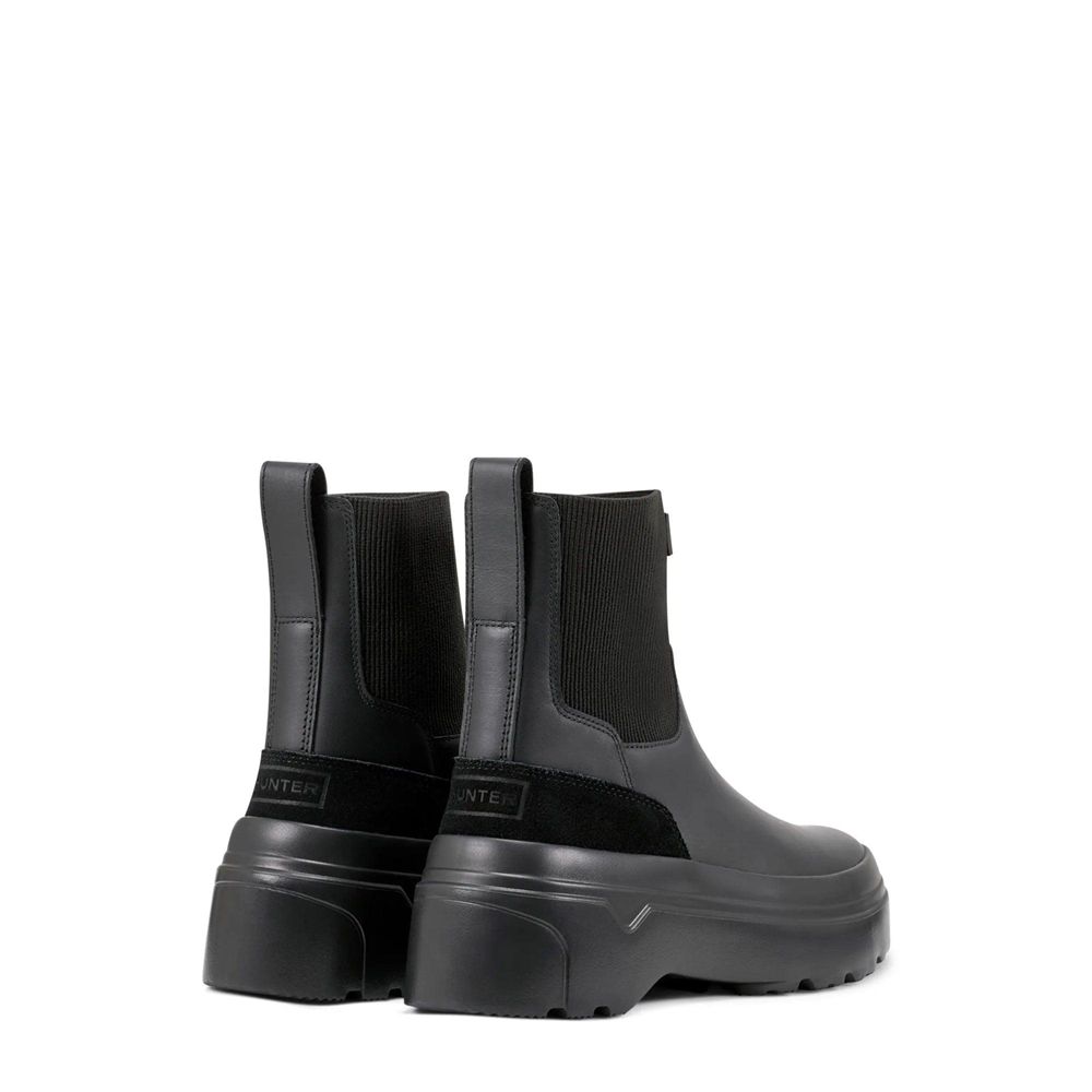 Black Hunter Womens Flatform Chelsea Booties | QLXH62389