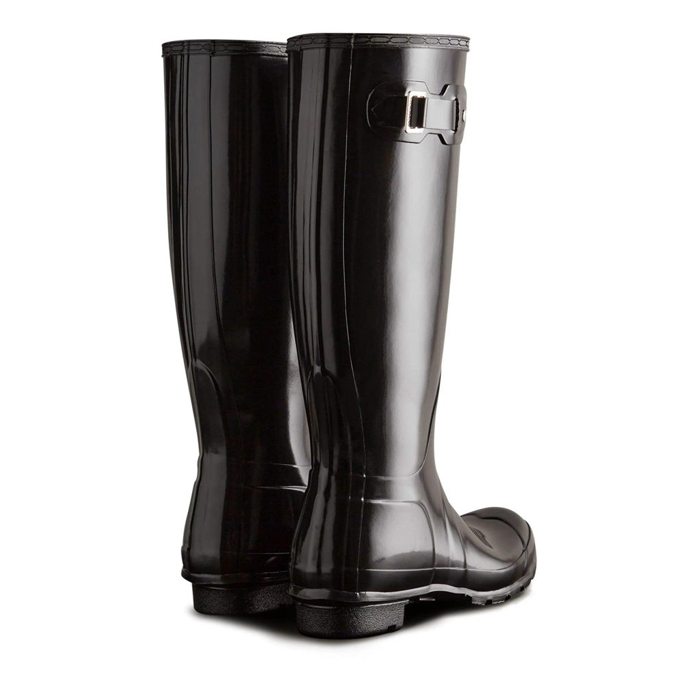 Black Hunter Womens Original Gloss Wellies Tall Rain Boots | HRAN93785