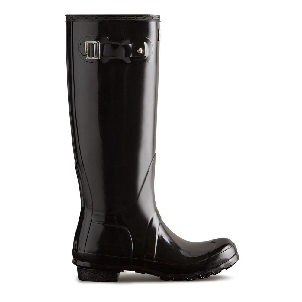 Black Hunter Womens Original Gloss Wellies Tall Rain Boots | HRAN93785