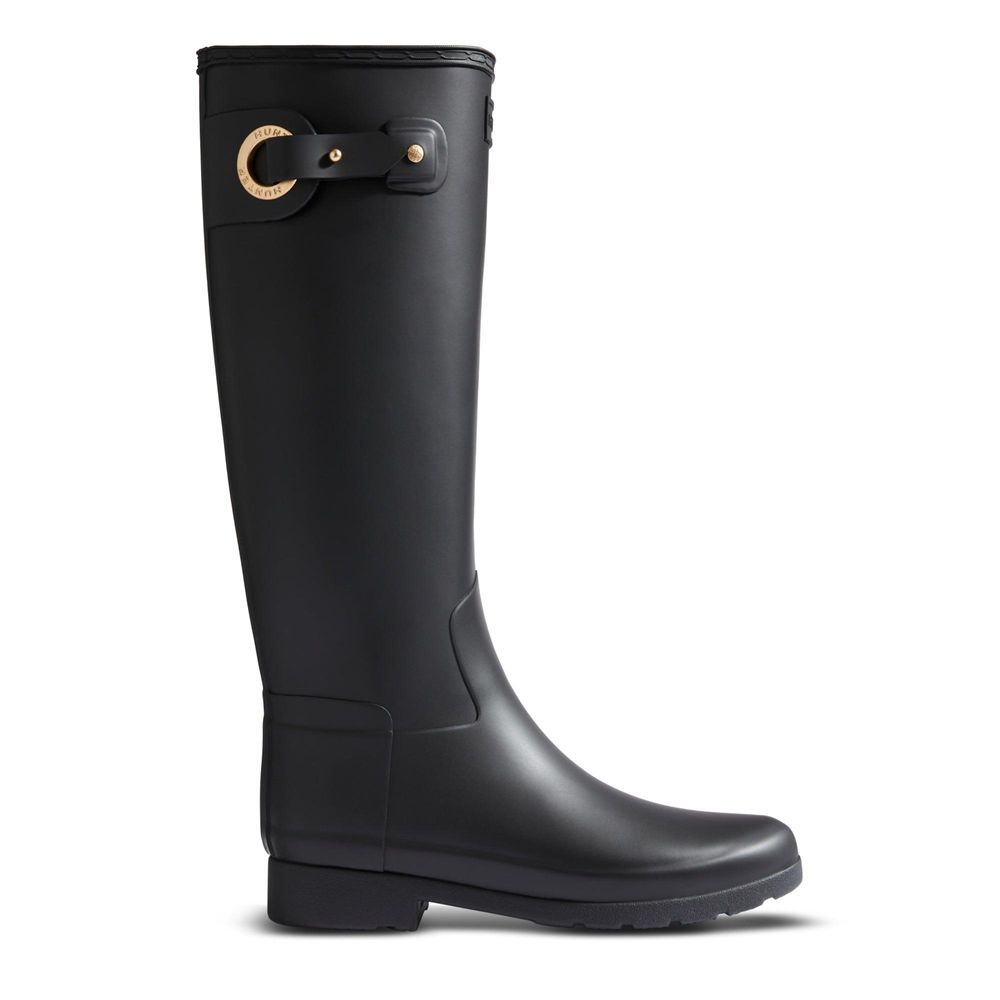 Black Hunter Womens Refined Wellies Tall Rain Boots | JTRX16984