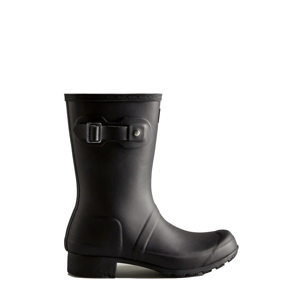 Black Hunter Womens Tour Foldable Wellies Short Rain Boots | PHCN92468