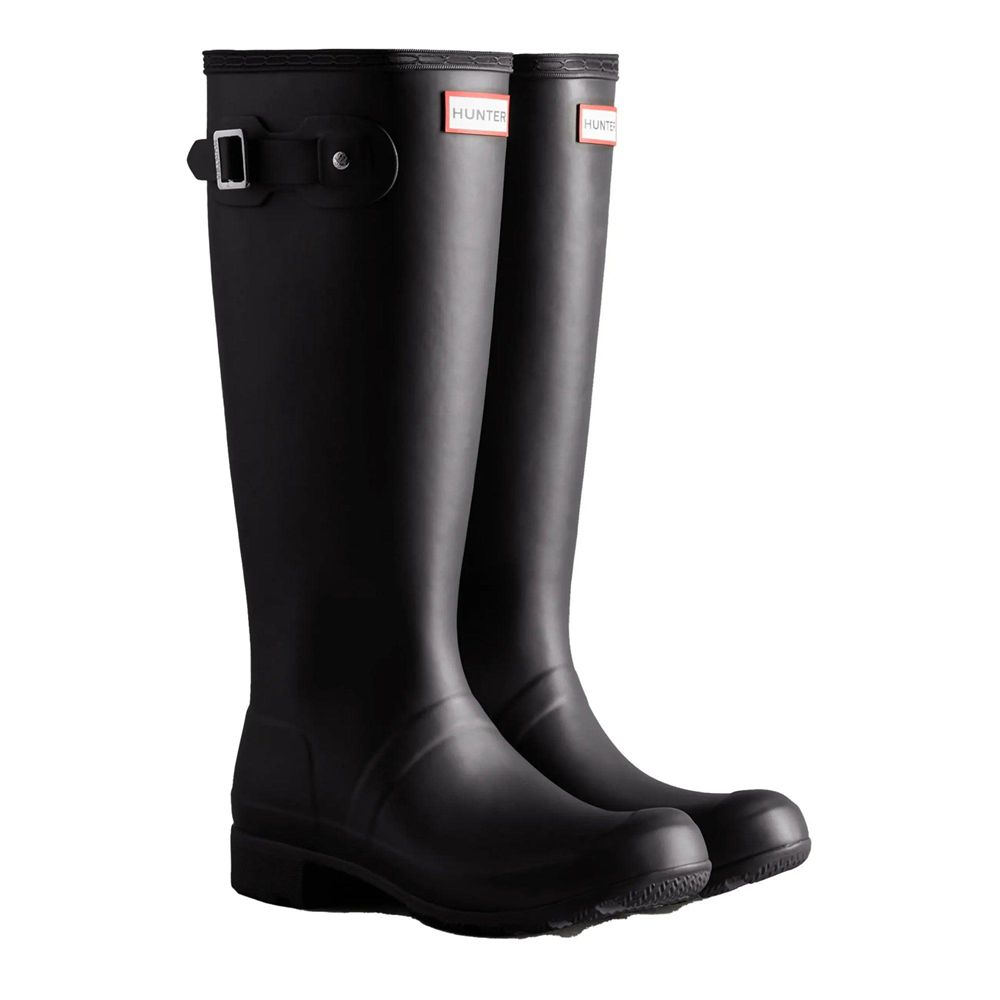 Black Hunter Womens Tour Foldable Wellies Tall Rain Boots | OTXR20465