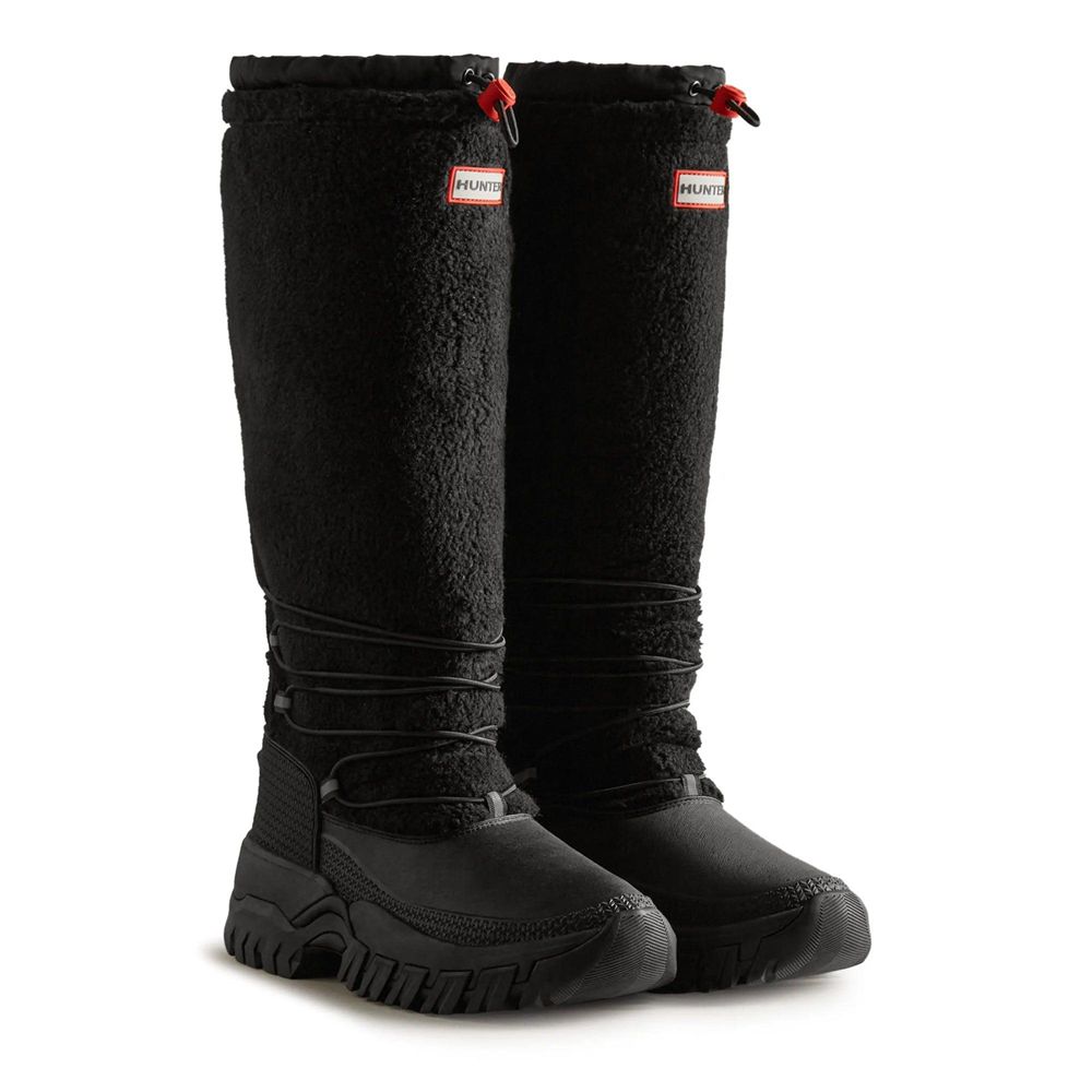 Black Hunter Womens Wanderer Insulated Vegan Shearling Tall Snow Boots | OIXL71948