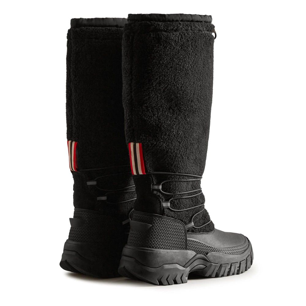 Black Hunter Womens Wanderer Insulated Vegan Shearling Tall Snow Boots | OIXL71948