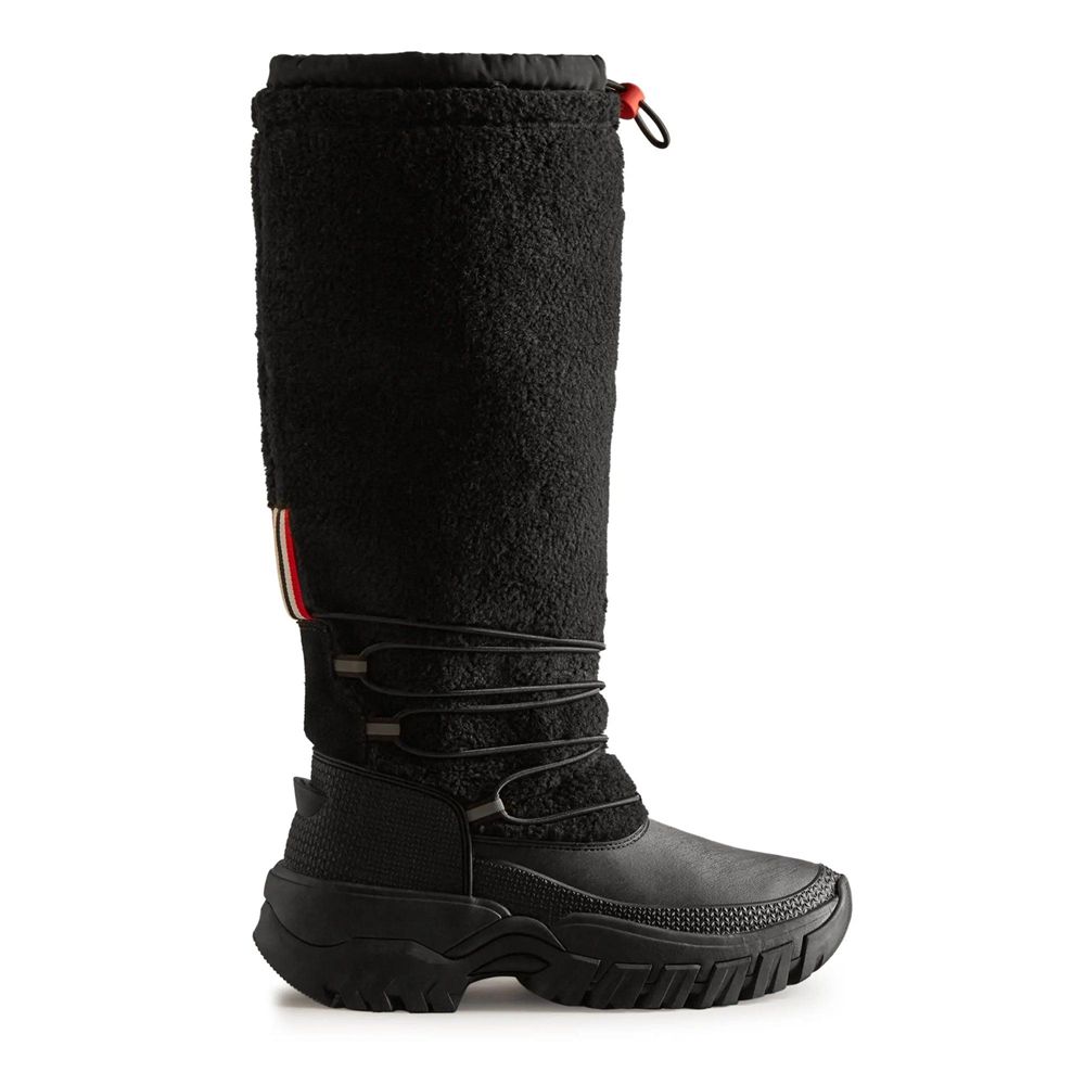 Black Hunter Womens Wanderer Insulated Vegan Shearling Tall Snow Boots | OIXL71948