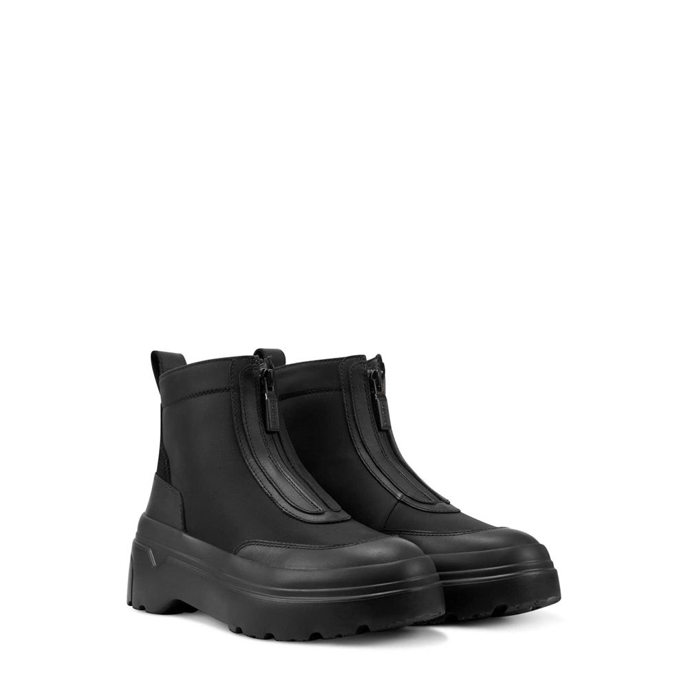 Black Hunter Womens Zip Flatform Booties | HRFV05387