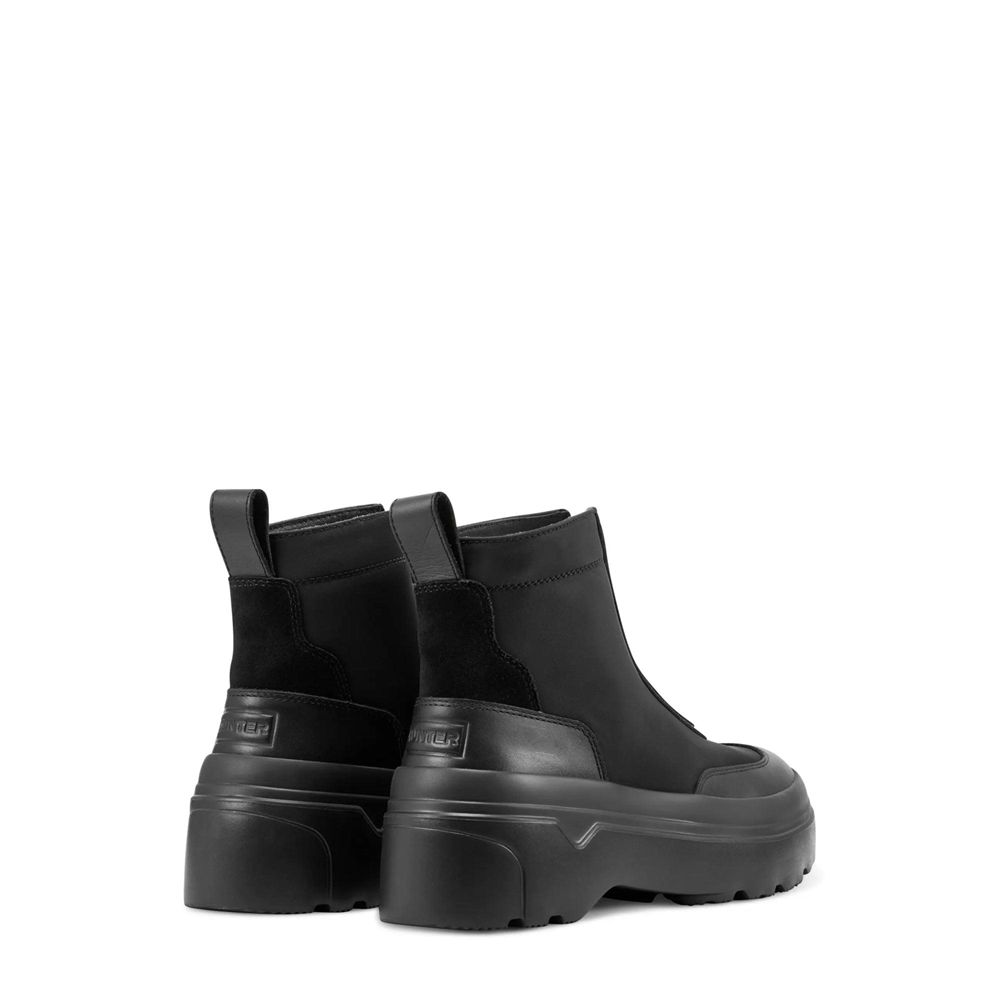 Black Hunter Womens Zip Flatform Booties | HRFV05387