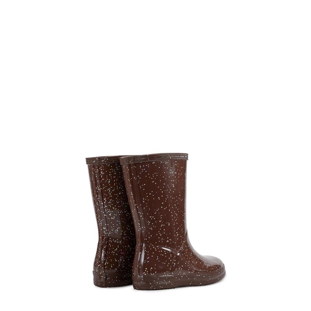 Brown Hunter Kids Giant Glitter Rain Boots | PKXO75024