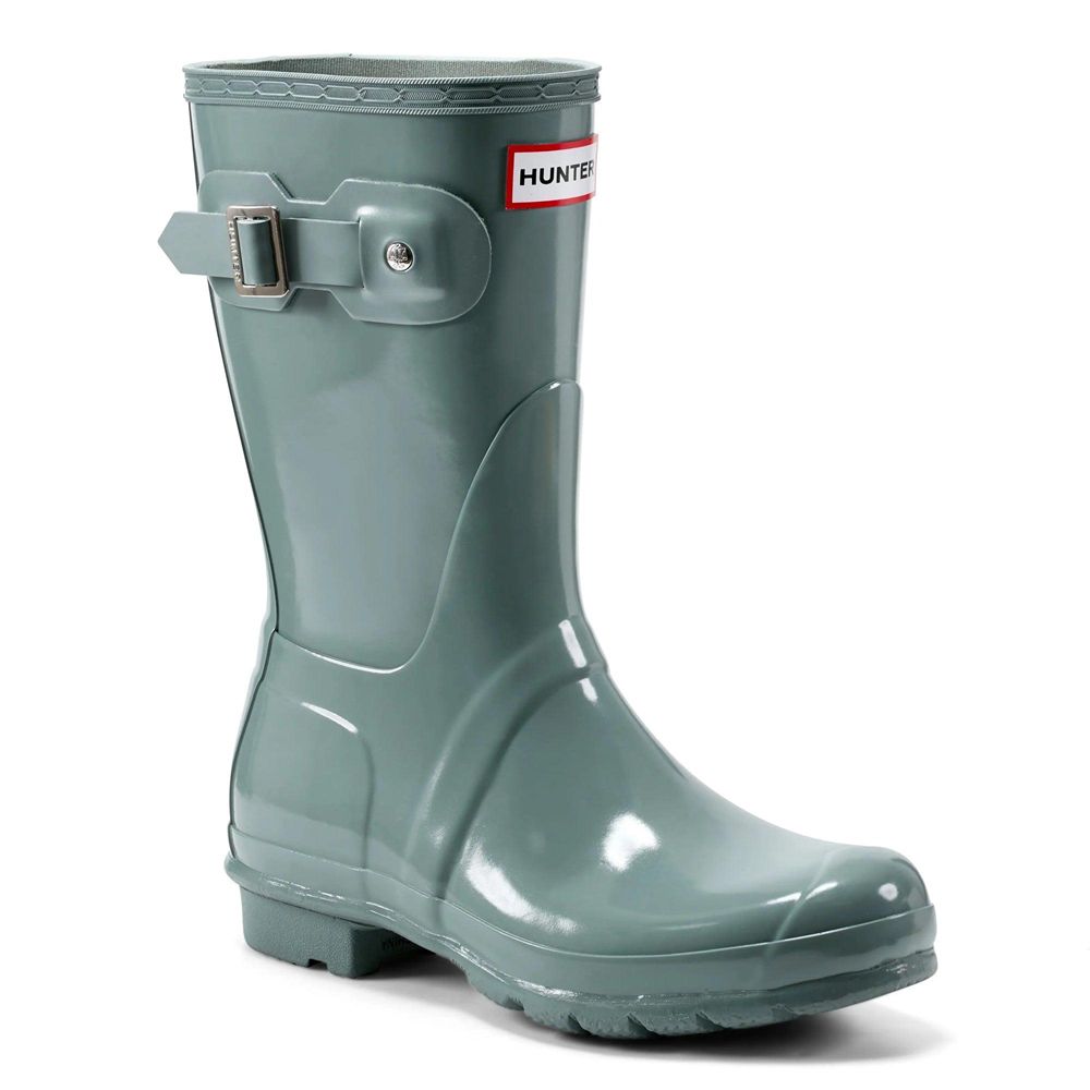 Green Hunter Womens Original Gloss Wellies Short Rain Boots | RQEP45980