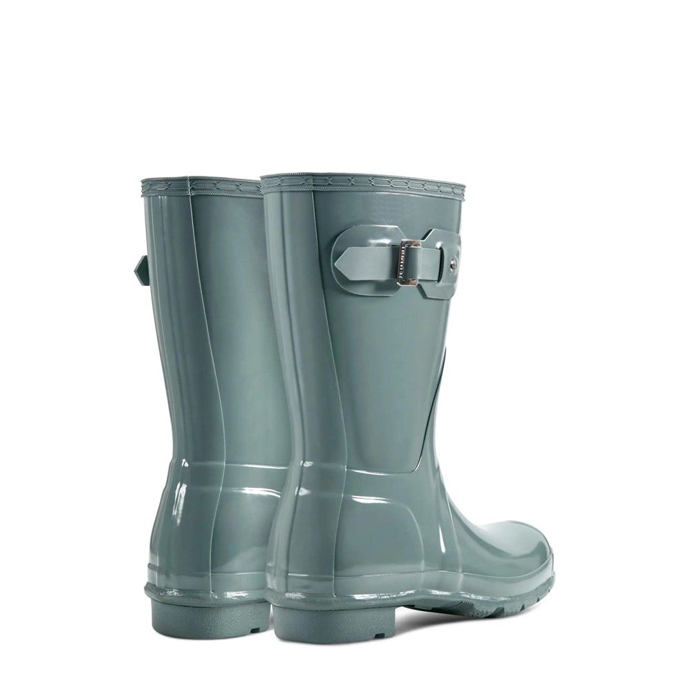 Green Hunter Womens Original Gloss Wellies Short Rain Boots | RQEP45980