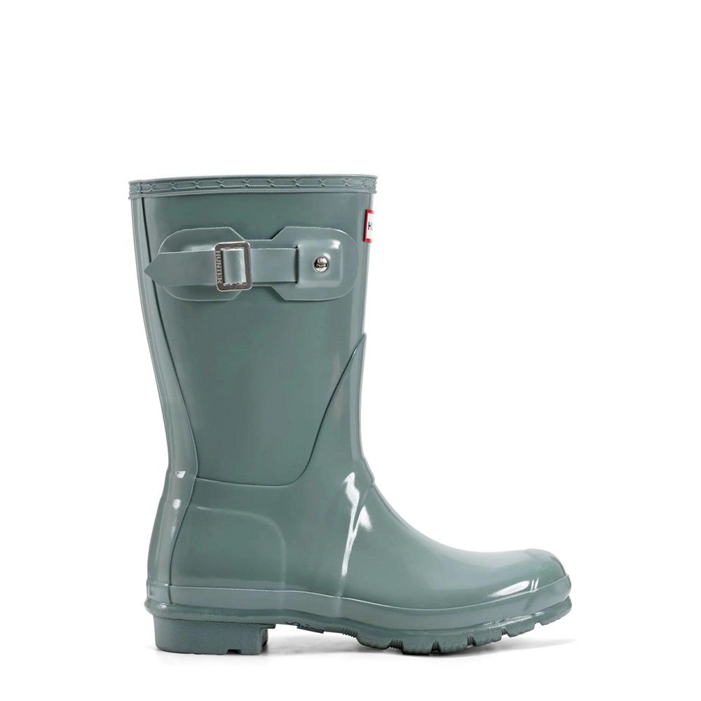 Green Hunter Womens Original Gloss Wellies Short Rain Boots | RQEP45980