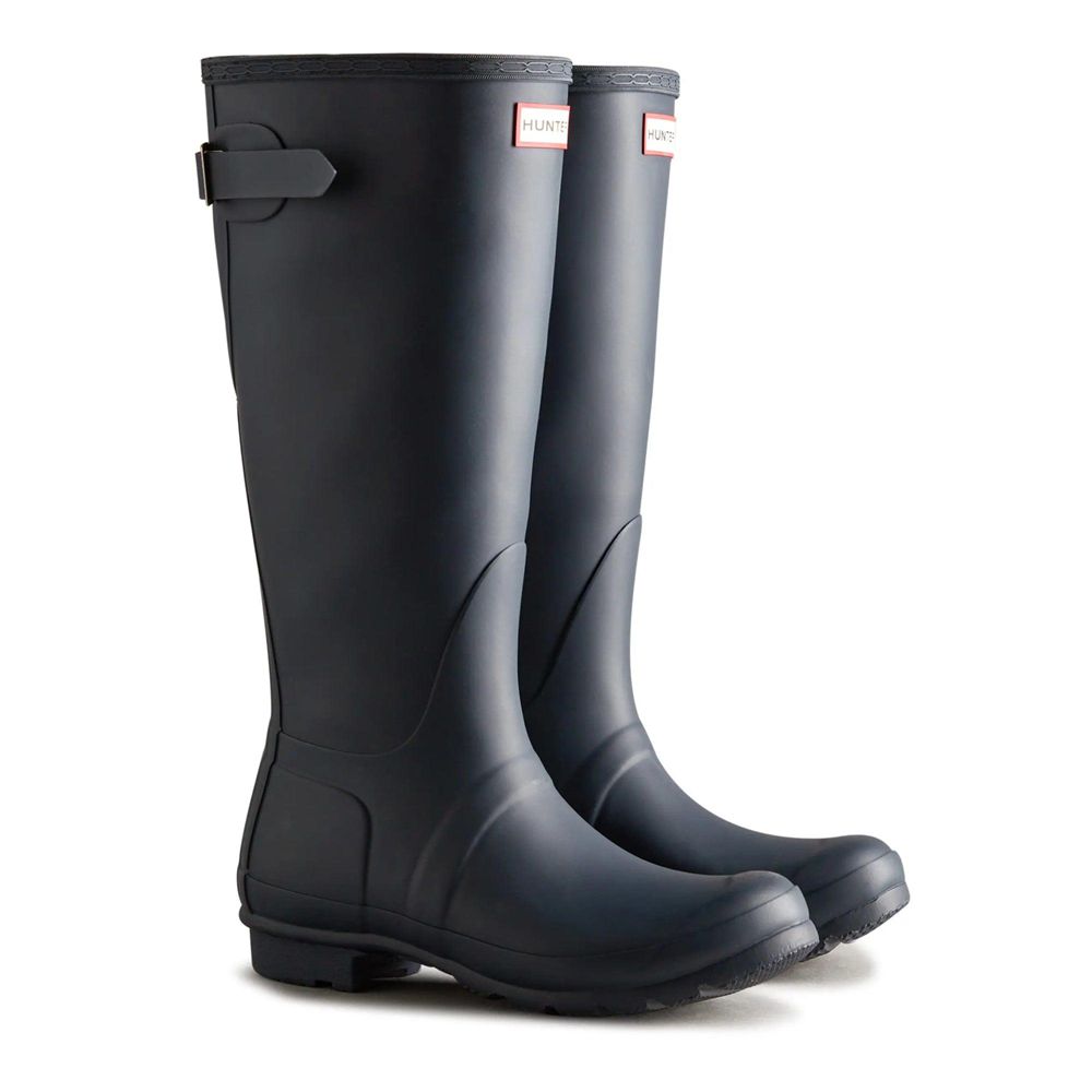 Navy Hunter Womens Original Back Adjustable Wellies Tall Rain Boots | IQAC26135