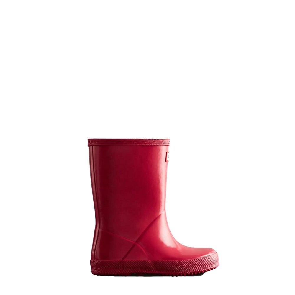 Pink Hunter Kids Gloss Rain Boots | CFUG59324