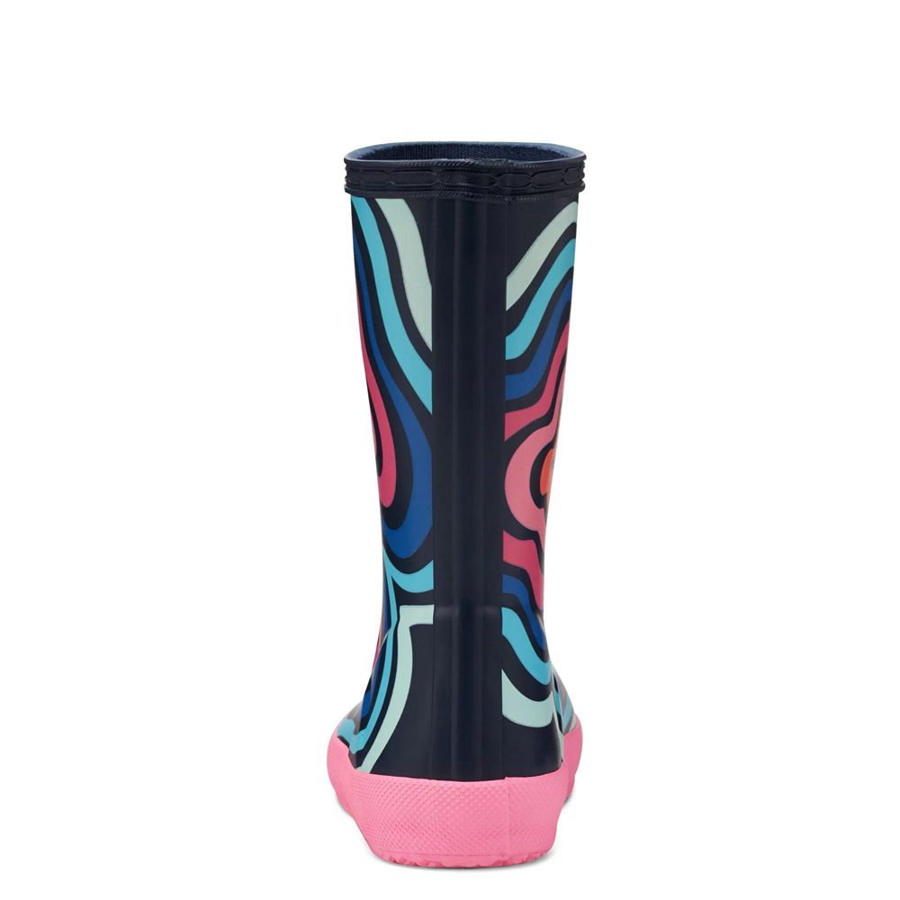 Pink Hunter Kids Original Classic Wave Ripple Print Rain Boots | SAMY43025