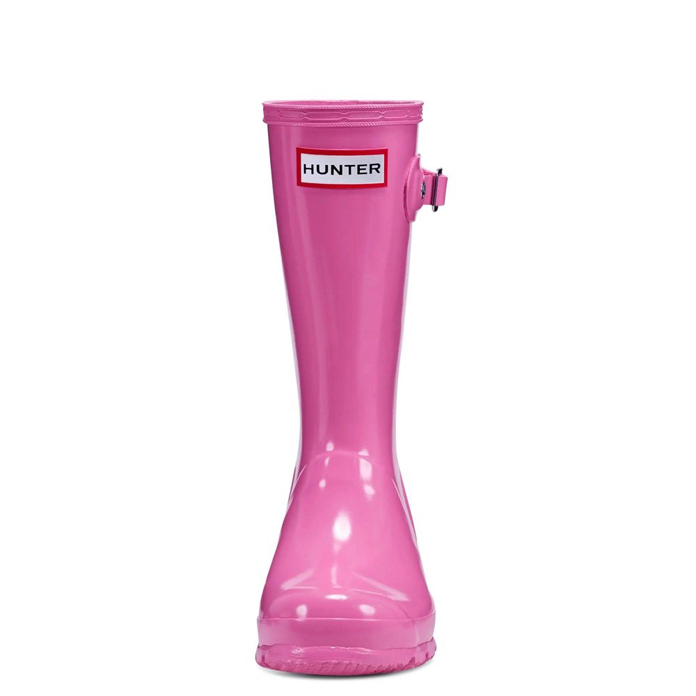 Pink Hunter Kids Original Gloss Rain Boots | SWOZ92386