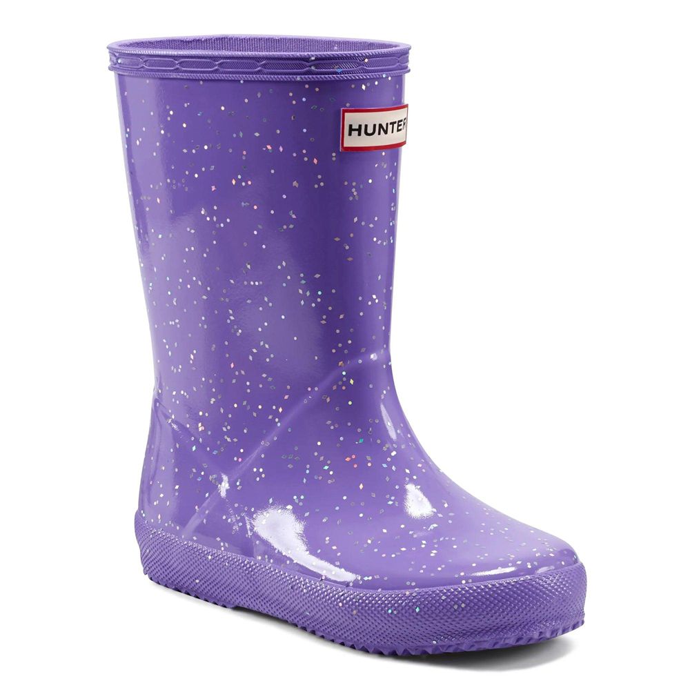 Purple Hunter Kids Giant Glitter Rain Boots | SVZX16094