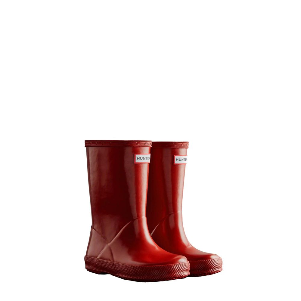 Red Hunter Kids Gloss Rain Boots | YZPK98562