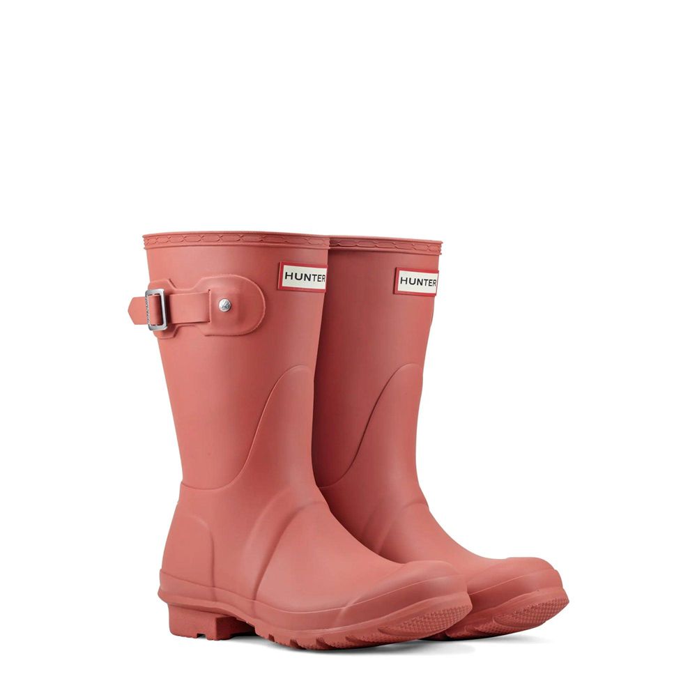 Red Hunter Womens Original Tri-Colour Logo Backstrap Wellies Short Rain Boots | UMLT43158