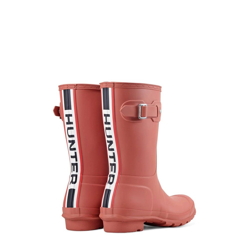 Red Hunter Womens Original Tri-Colour Logo Backstrap Wellies Short Rain Boots | UMLT43158