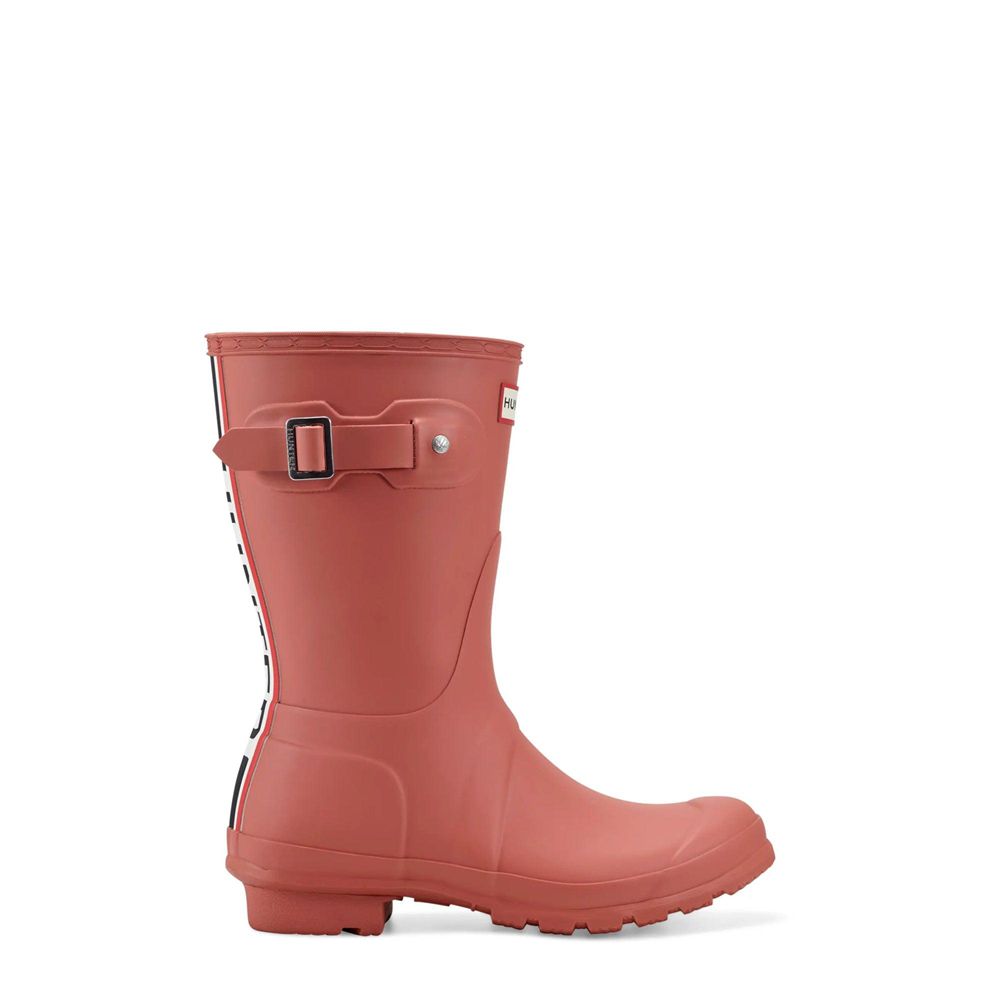 Red Hunter Womens Original Tri-Colour Logo Backstrap Wellies Short Rain Boots | UMLT43158