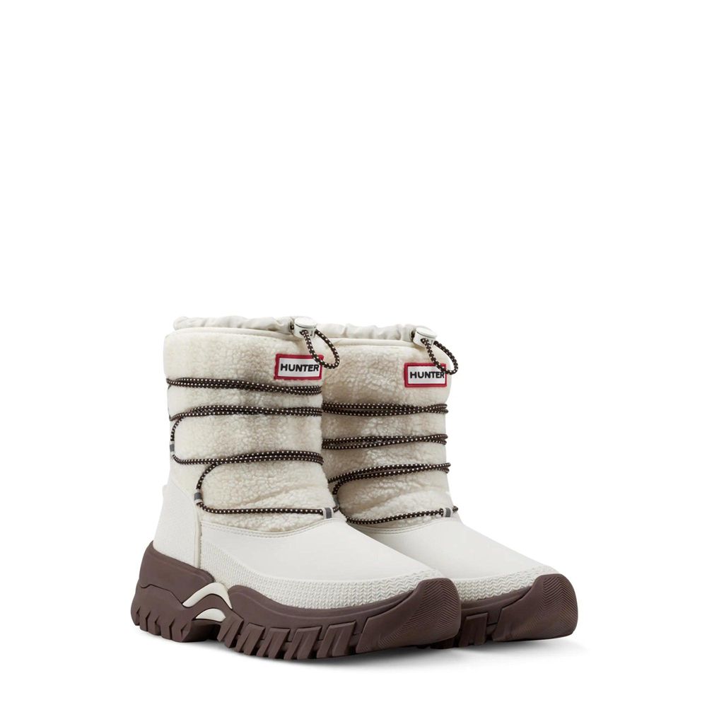 White Hunter Womens Wanderer Insulated Vegan Shearling Short Snow Boots | XPCE23089