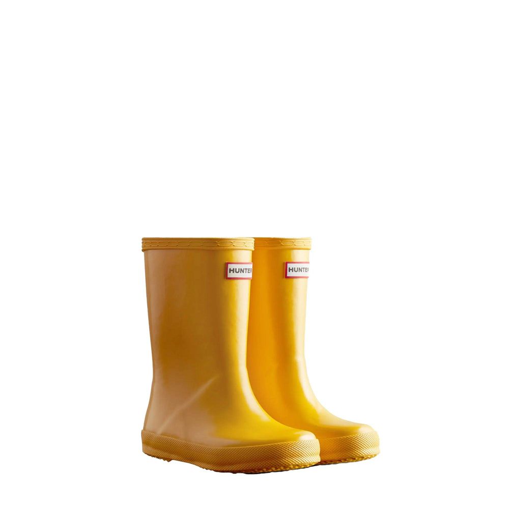 Yellow Hunter Kids Gloss Rain Boots | LGWA45782