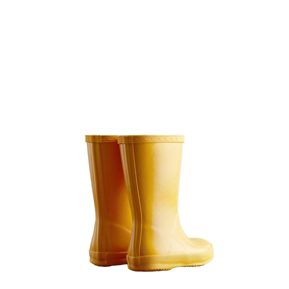 Yellow Hunter Kids Gloss Rain Boots | LGWA45782