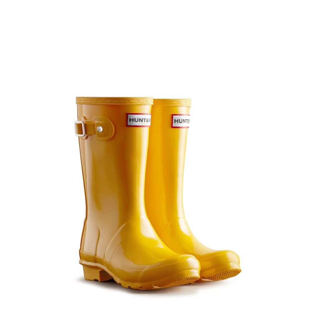 Yellow Hunter Kids Original Gloss Rain Boots | OIMN31846