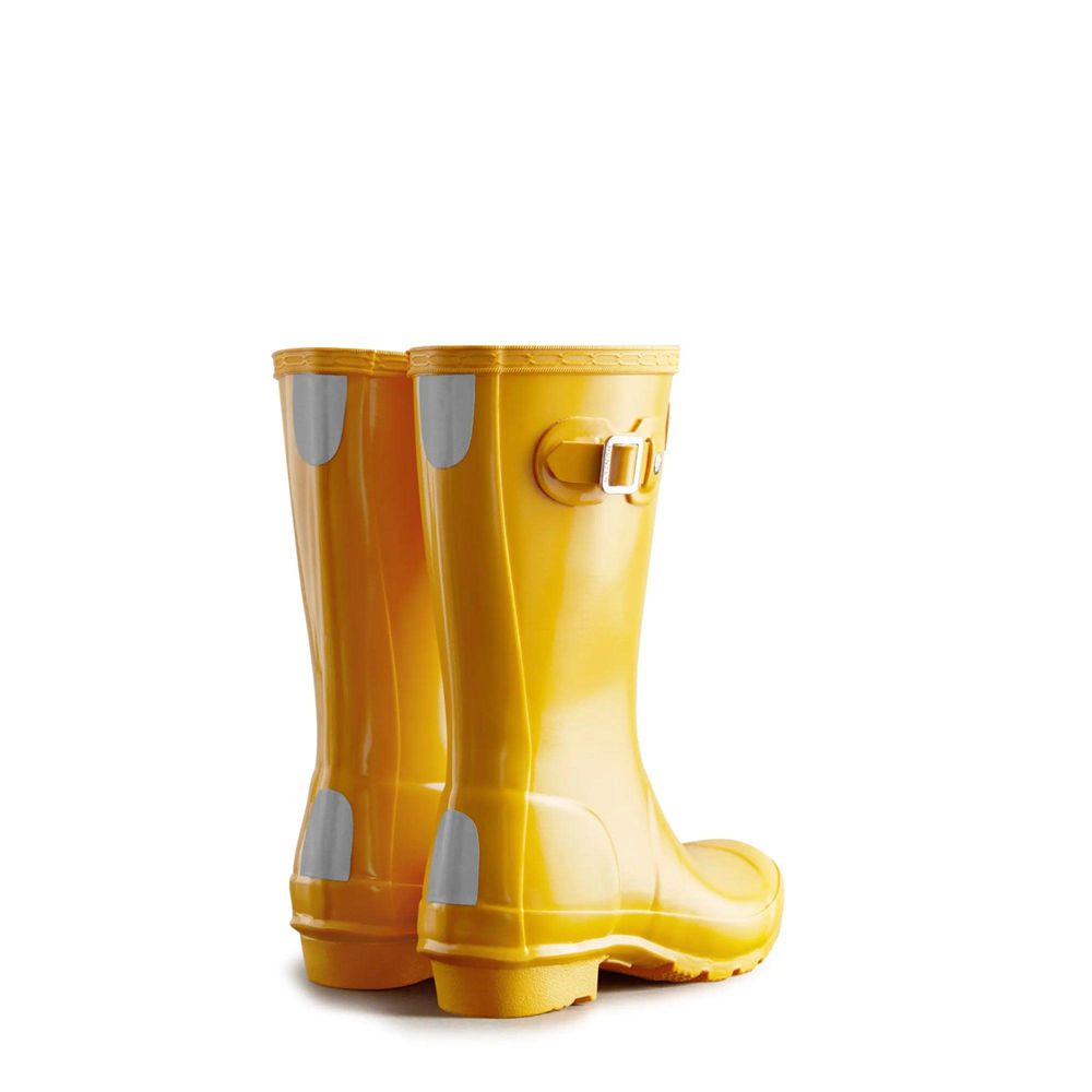 Yellow Hunter Kids Original Gloss Rain Boots | OIMN31846