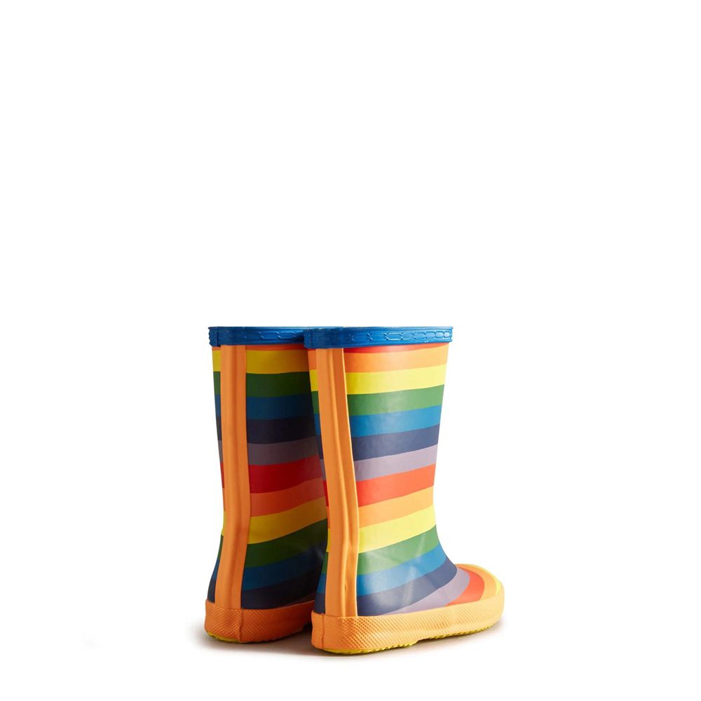 Yellow Hunter Kids Rainbow Rain Boots | DVEY05386