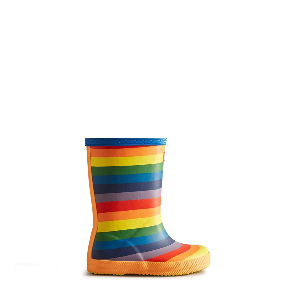 Yellow Hunter Kids Rainbow Rain Boots | DVEY05386